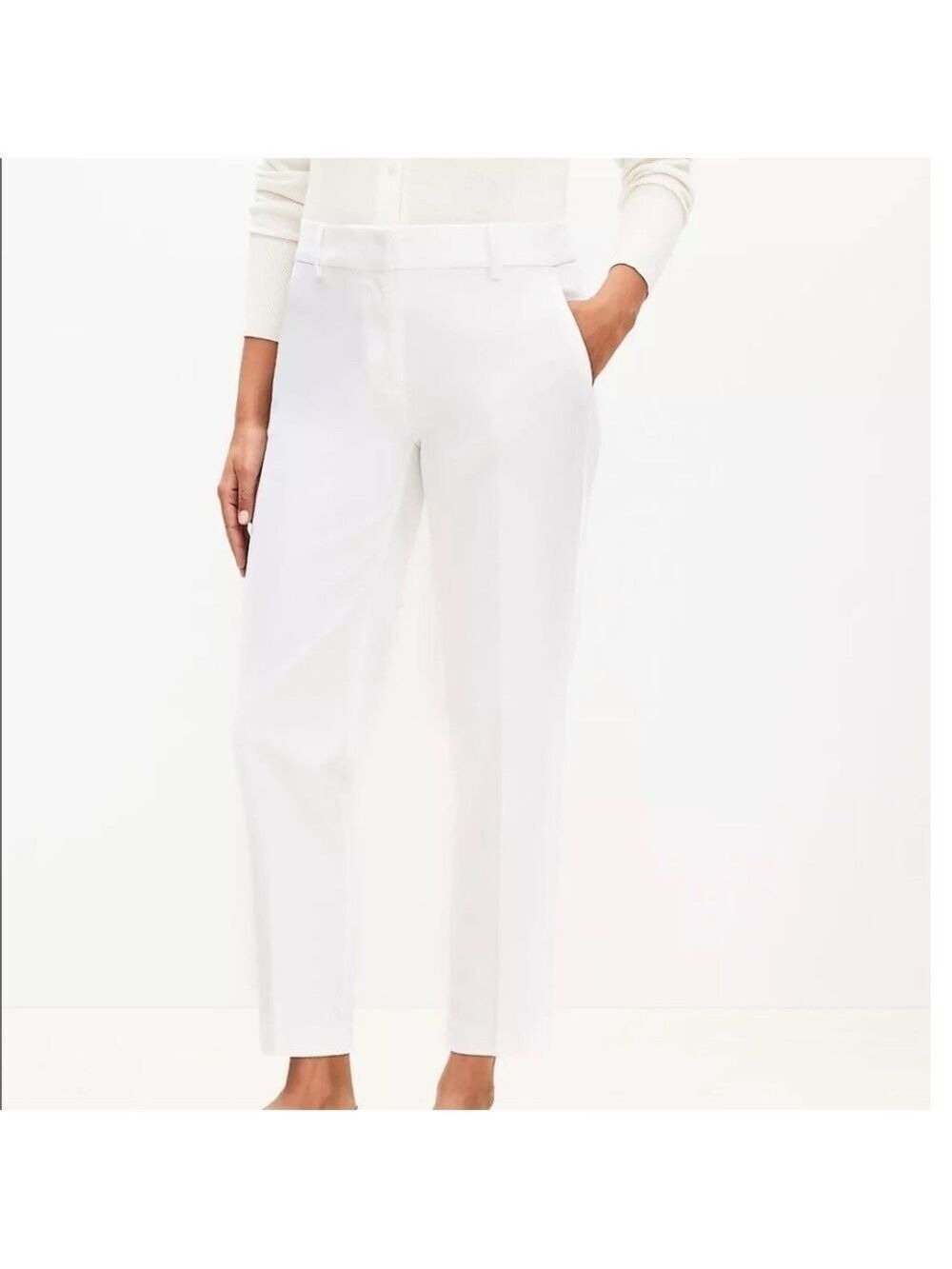 LOFT White Slim Cropped Pants